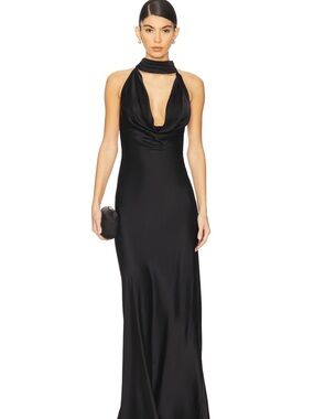 Stone Cold Fox Halter Cowl Neck Maxi S